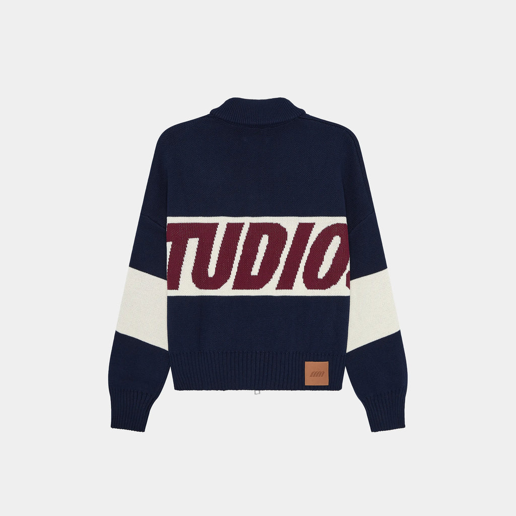 Thrill Navy Zipper Knit